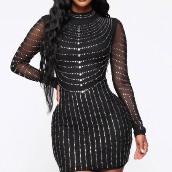 black homecoming dresses fashion nova Dionne Long Sleeve Maxi Dress Black main image 0